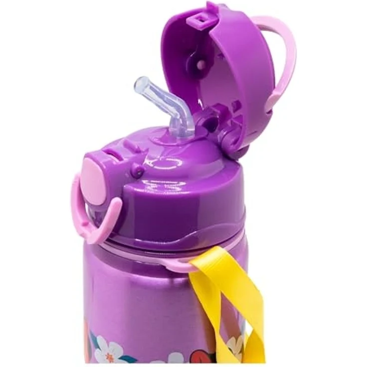 Disney Minnie Mouse Trinkflasche Aluminium Trinkflasche 730 ml mit Strohhalm & Tragegurt – Bild 4