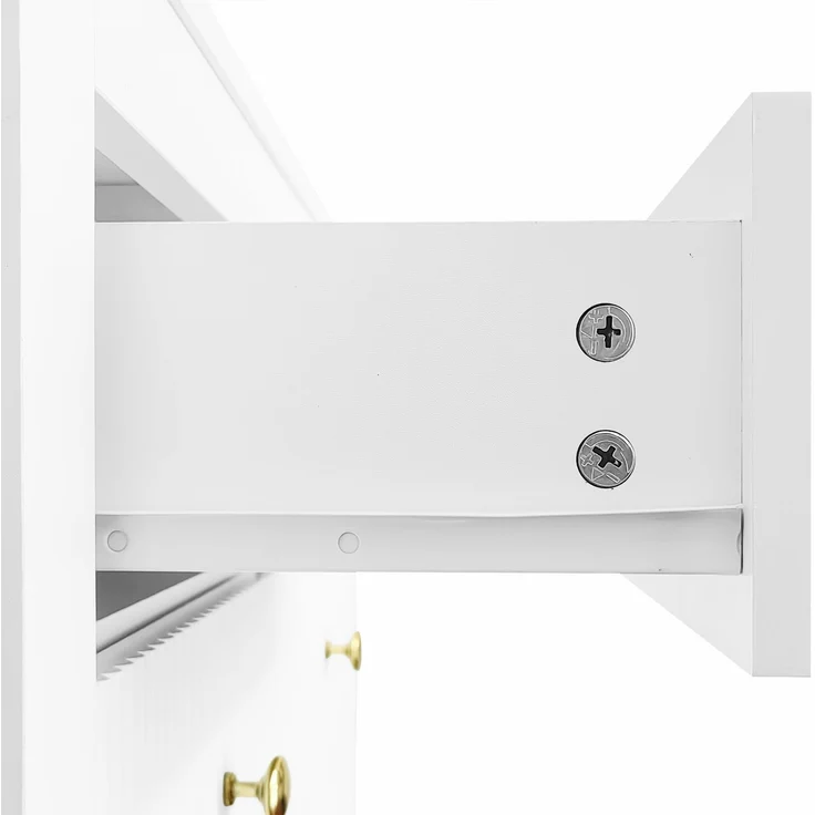 Kommode mit 5 Schubladen Weiss Struktur Front Gold Griffe Sideboard Aufbewahrung Schrank Schlafzimmer Wohnzimmer 80cm – Bild 8