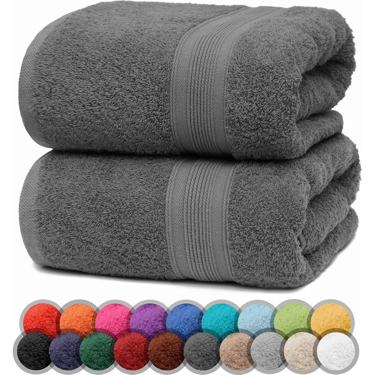NatureMark 2er Pack DUSCHTÜCHER Premium Qualität 70x140 cm DUSCHTUCH Dusch-Handtuch Doppelpack Farbe: Anthrazit grau