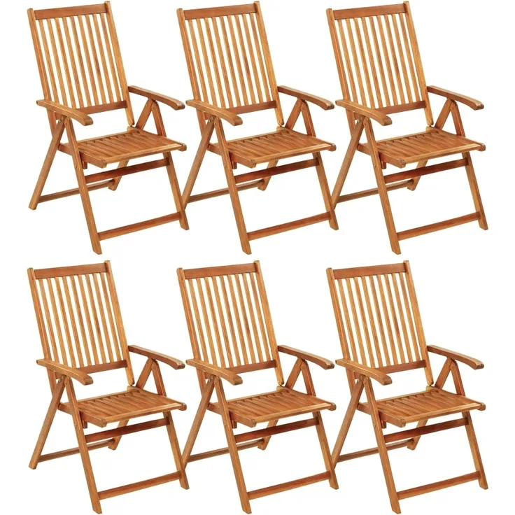 vidaXL Klappbare Gartenstühle 6 Stk. mit Auflagen Massivholz Akazie 3064125