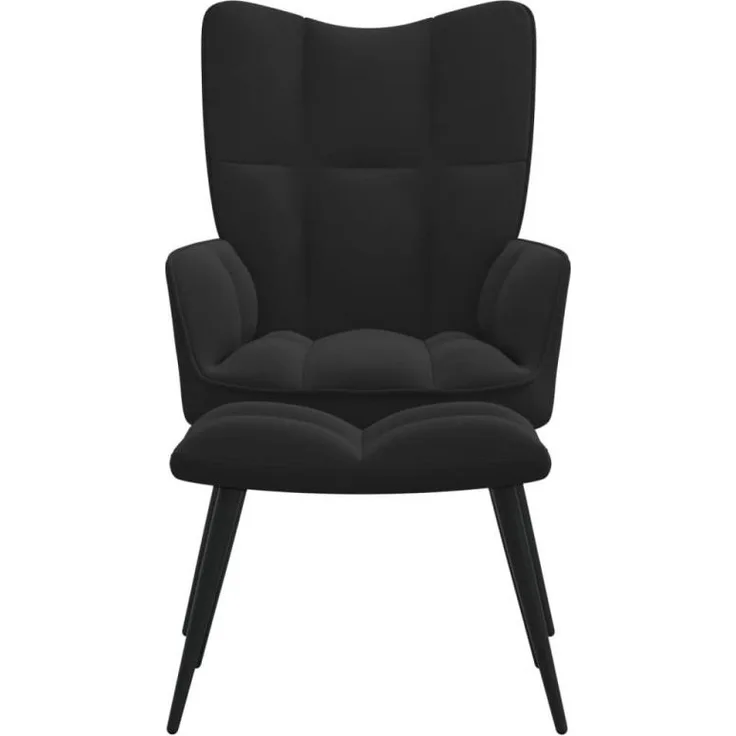 Relaxsessel mit Hocker Schwarz Samt [328090]