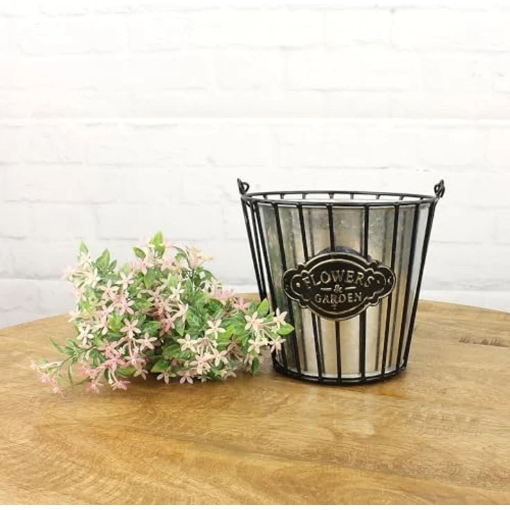 Macosa Home Pflanzschale Deko Pflanzeimer Zink Metall Schwarz vers. Größen Zinkeimer (Pflanzgefäß Pflanzschale, Dekoeimer Blumentopf Dekotopf), Blumeneimer Garten-Dekoration Metalleimer Eimer – Bild 10