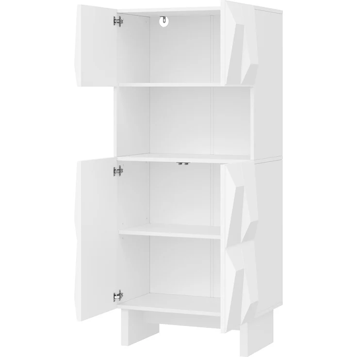 Flieks Wohnzimmermöbel-Set 3-teilig mit TV-Lowboard, Vitrinenschrank und Couchtisch, 3D-Front, Weiß – Bild 8