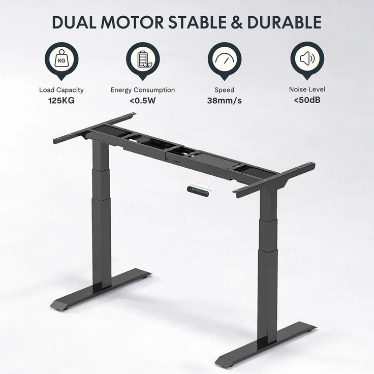 FLEXISPOT Schreibtisch Elektrisch höhenverstellbares Tischgestell E6 (2 Motore, 3-Fach-Teleskop, 3 Säulen, 4 Speicherplätze), Kollisionschutz Funktion, USB Ladeanschluss, MAX Load: 160KG – Bild 3