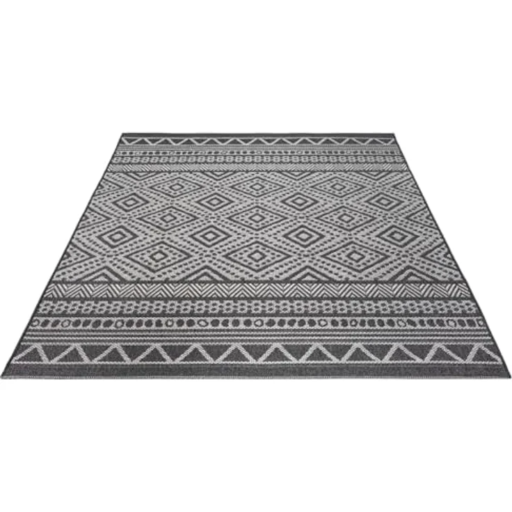 the carpet Calgary - robuster Teppich, Flachgewebe, modernes Design, ideal für Wohnzimmer, Esszimmer und Außenbereich, In- und Outdoor, Vintage-Optik, Boho-Style, Anthrazit, 240x340 cm – Bild 4
