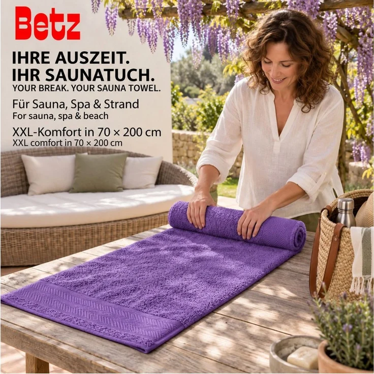Betz Saunatuch Strandtuch Saunatücher XXL Badetuch Premium Größe 70x200 cm, 100% Baumwolle (1 Stück, 1-St), 100% Baumwolle – Bild 4