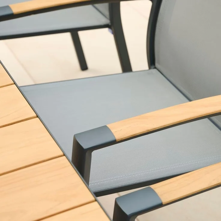 Siena Garden Velia Stapelsessel - Aluminium/Teak FSC & RANOTEX®, schwarz-grau, (T59632) – Bild 14