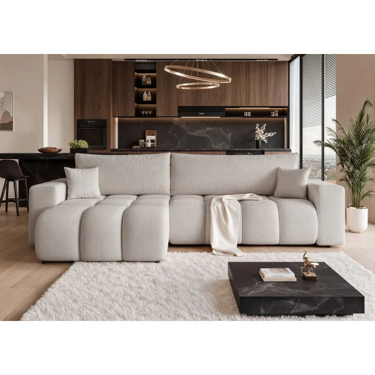 yourhouse24 Ecksofa OLI XL mit tiefer Steppung (278 cm) – Trend-Bouclé, Schlaffunktion, Seite universal – Bild 1