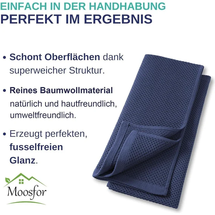 Moosfor 6er Set Geschirrtücher 100% Baumwolle Marine Blau 30x30cm – Bild 5