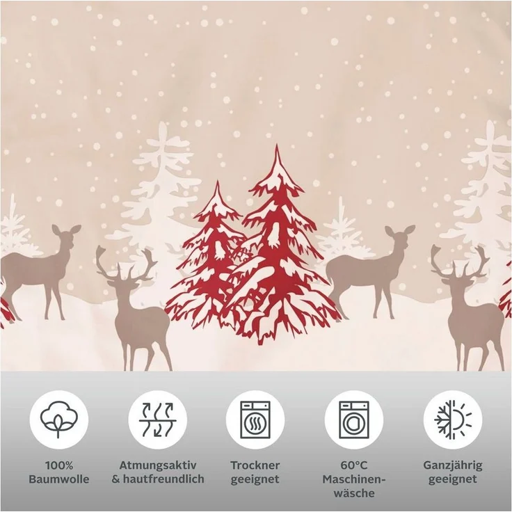 OTTO home Bettwäsche Venua in Gr. 135x200 oder 155x220 cm, Linon, 2 teilig, Winterbettwäsche, Weihnachtsbettwäsche – Bild 2