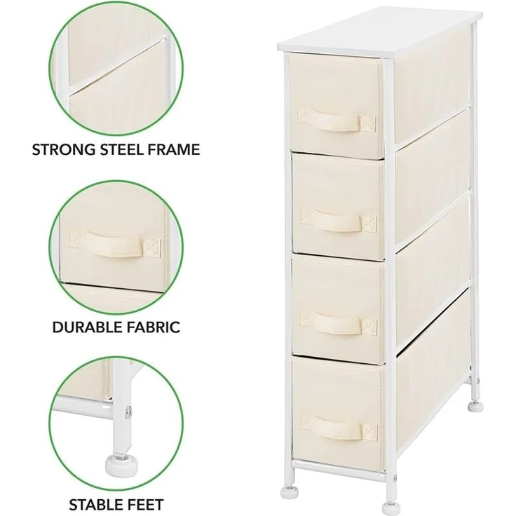 Stoffkommode Schrank Organizer 4 Fächer Aufbewahrungssystem mDesign creme/weiß – Bild 5