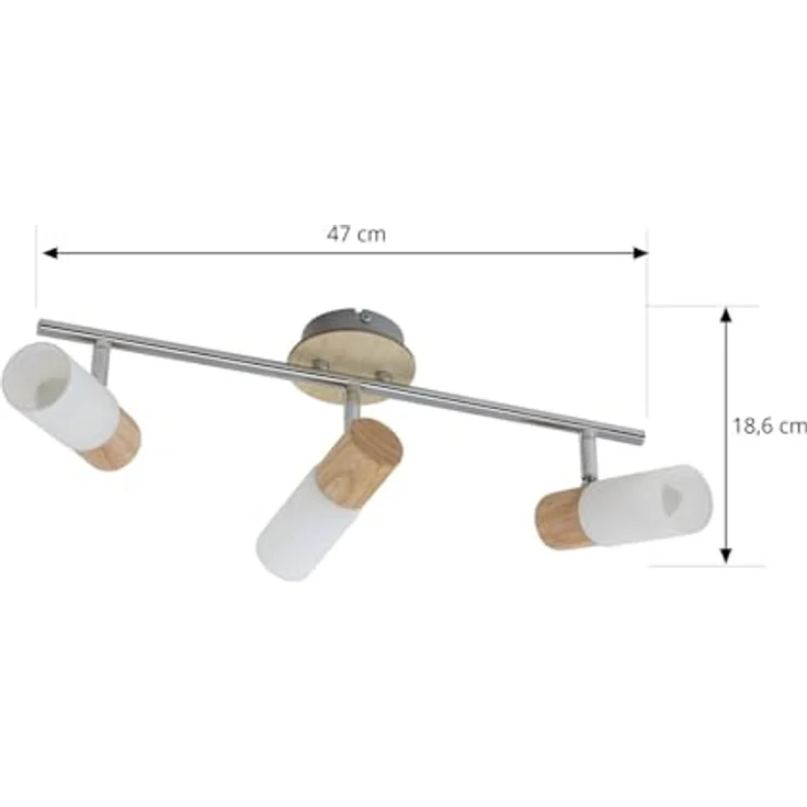 Lindby Deckenlampe Holz & Marmoriertes Glas, Schwenkbar und Drehbar, 3x E14 max. 5W, Deckenstrahler in Silber – Bild 4