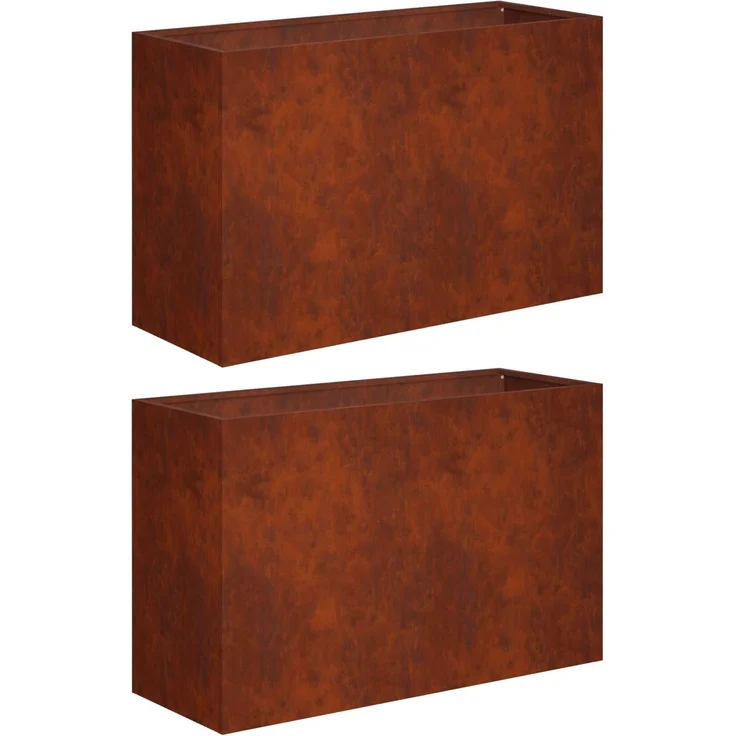 vidaXL Garten-Pflanzgefäß 2 Stk. Rostoptik 80 x 30 x 50 cm 8005609 – Bild 2