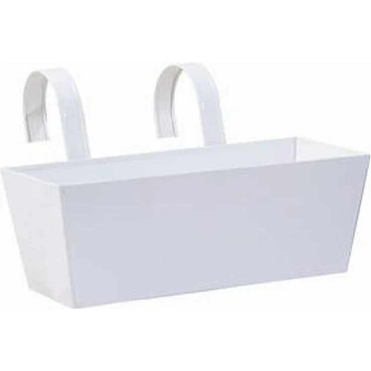 Blumenkasten eckig, weiß, 39 x 16,5 x 14,5 cm Stahlblech, mit fest montierten Haltern – Bild 3