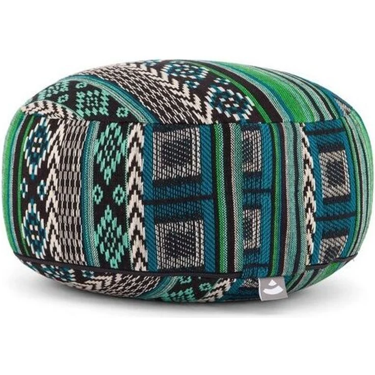 bodhi Meditationskissen Meditationskissen RONDO, ETHNO Collection, Jacquard-Webstoff, schwarz-weiß-grün gemustert
