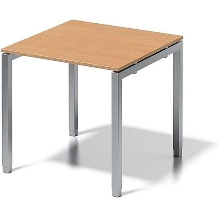 BISLEY Cito Schreibtisch, 650-850 mm höheneinstellbares U-Gestell, Metall, Bc355 Dekor Buche, Gestell Silber, 80 x 80 x 85 cm