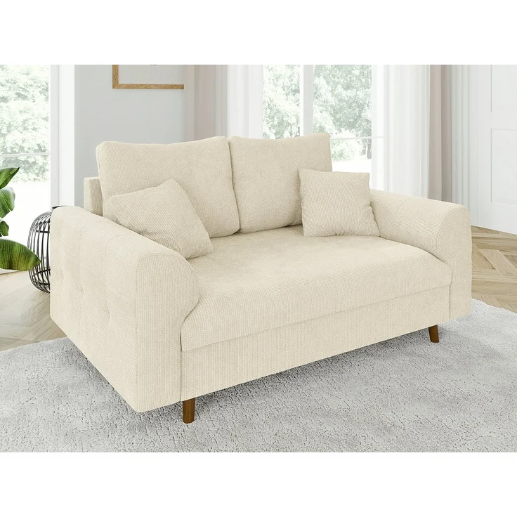 S-Style Möbel Polstergarnitur 3+2 Kristian mit Holzfüßen im skandinavischen Stil aus Chenille-Stoff, (1x 3-Sitzer-Sofa, 1x 2-Sitzer-Sofa), mit Wellenfederung – Bild 2