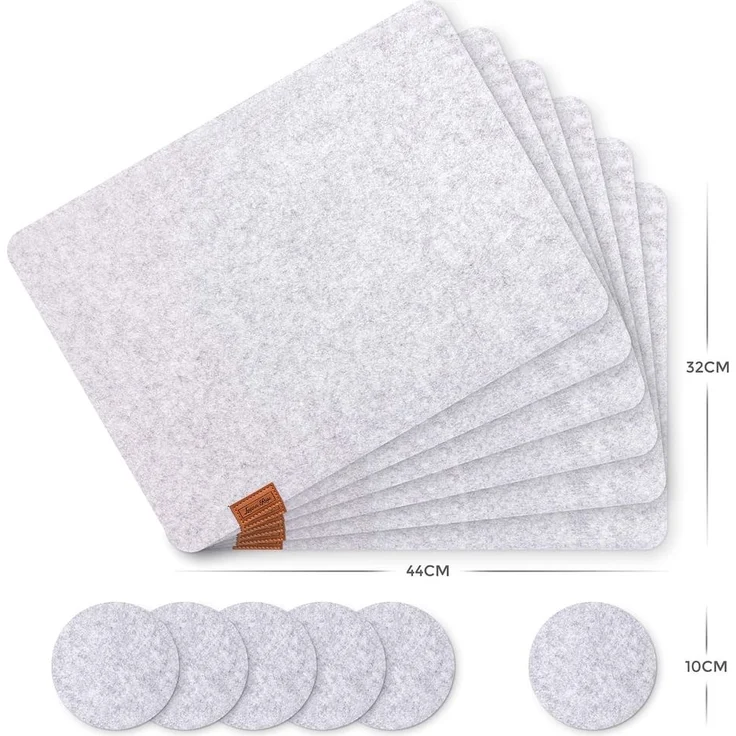 LuanaRose Tischset Filz 12er-Set hellgrau – Bild 3