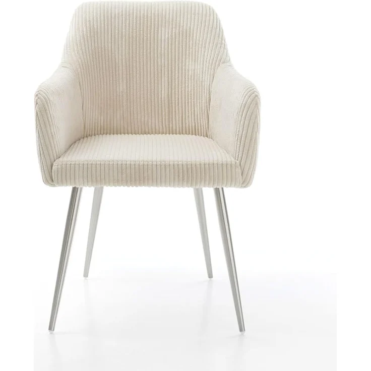 Esszimmerstuhl Greg-Flex Cord Beige 4-Fuß konisch Edelstahl Taschenfederkern – Bild 4