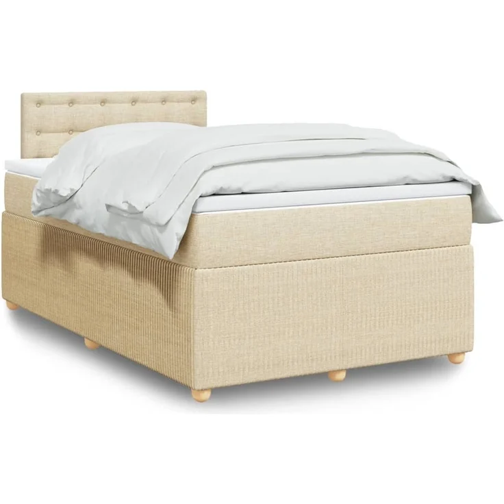 vidaXL Boxspringbett mit Matratze Creme 120x200 cm Stoff 3289742 – Bild 1