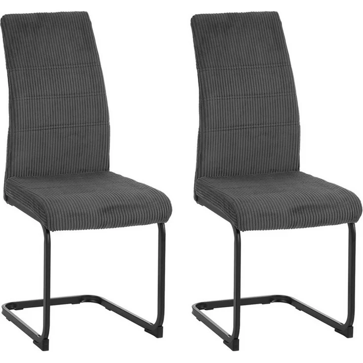 HTI-Living Esszimmerstuhl Schwingstuhl SallyP Cordstoff Grau (Set, 2 St), Esszimmerstuhl mit schwarzem Metall-Kufengestell