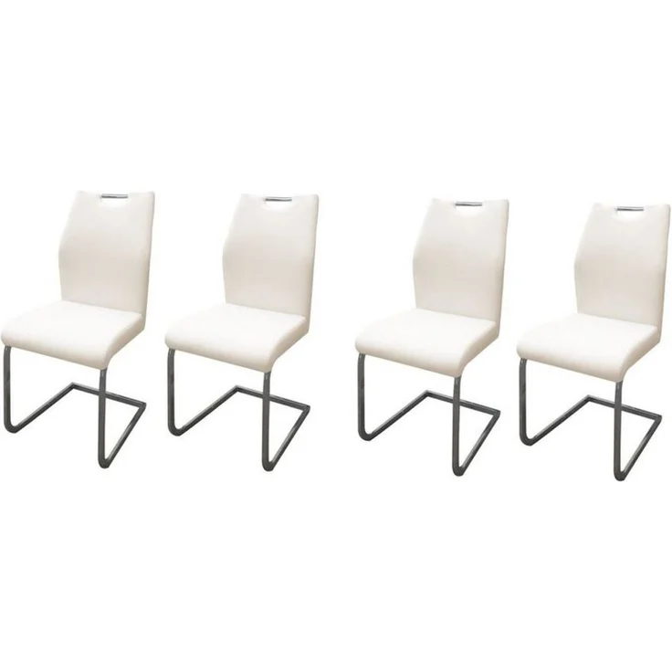 HTI-Line Freischwinger Schwingstuhl 4er-Set Nelly Cremeweiß (Set, 4 St), Freischwinger Esszimmerstuhl Kunstlederbezug Kufengestell aus Metall – Bild 1