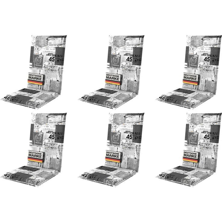 Gardissimo 6x 2115 Hochlehner Gartenstuhl Auflagen 120x50x8cm grau