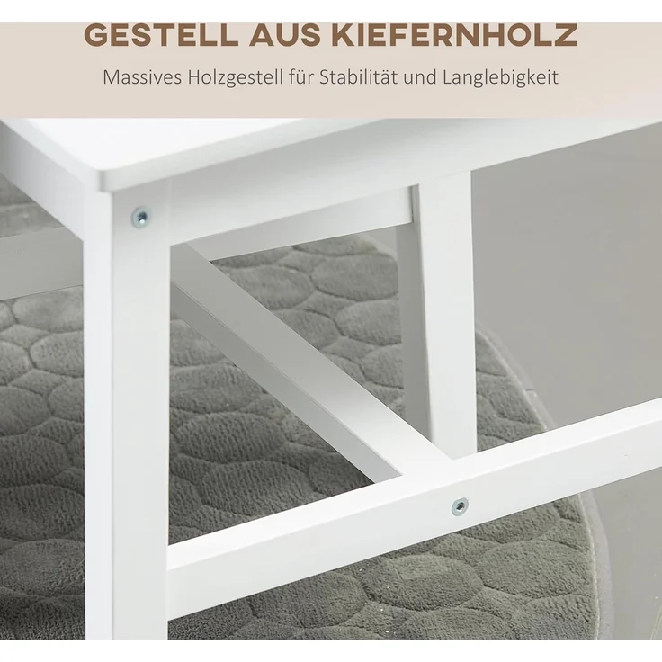 HOMCOM Esszimmerstuhl, 4er Set Küchenstuhl, Wohnzimmerstuhl mit Rückenlehne, Küchenstühle, Essstuhl für Esszimmer, Küche, Kiefernholz, 41 x 46,5 x 85,5 cm, Weiß – Bild 5
