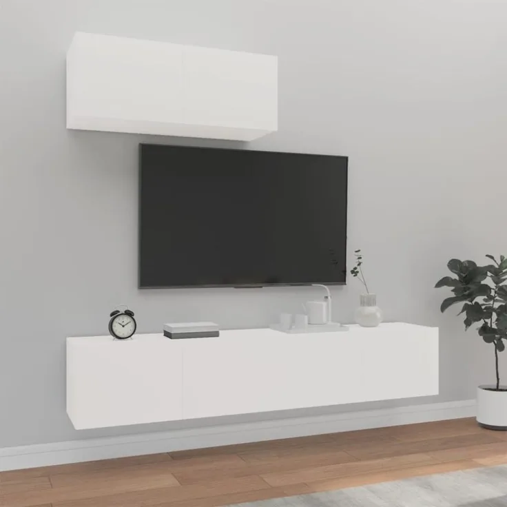 vidaXL 3-tlg. TV-Schrank-Set Weiß Holzwerkstoff 3114470
