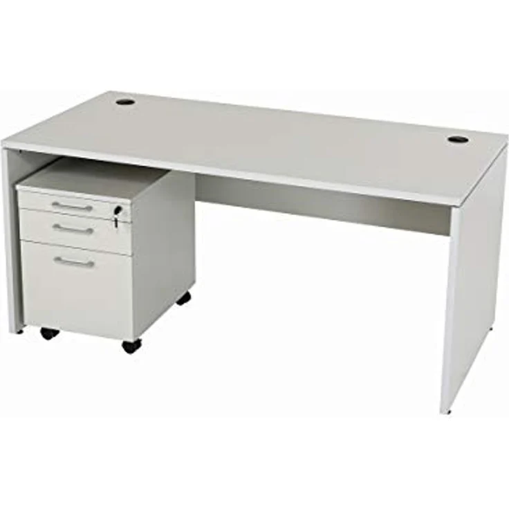 Schreibtisch Set 2 Nuvi, grau Dekor, inkl. Schreibtisch 180 cm, Rollcontainer 3 Schübe & Aktenschrank – Bild 4