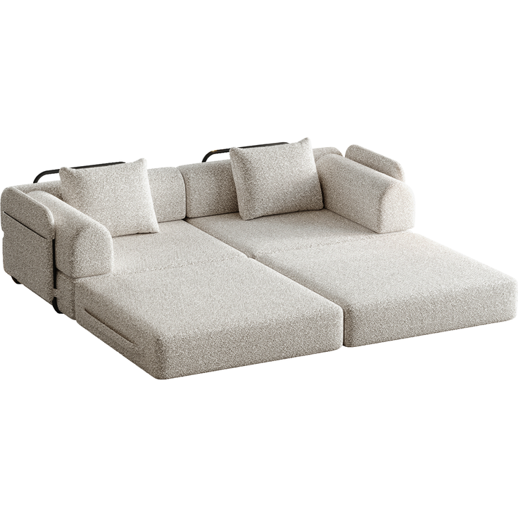 Schlafsofa mit Ablagefach & Stahlrahmen, wandelbarer Einzelsitz Sofa Bett mit rutschfester Unterlage,2-Sitzer,khaki – Bild 7