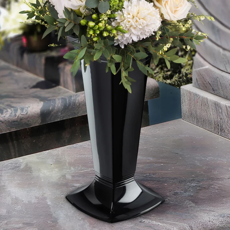 KADAX Vase für Friedhofsphiole, Grabstein, 39 cm, Schwarz – Bild 2
