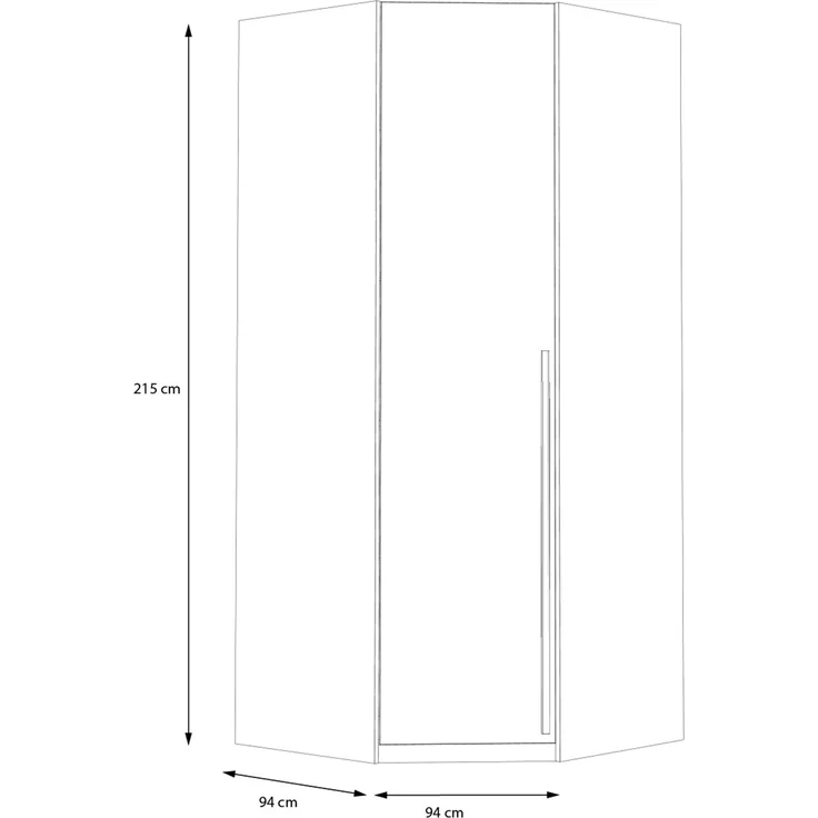 Eckkleiderschrank >SMARTROOM< in Weiss / Catania Eiche - 94,1x215x94,1 (BxHxT) – Bild 7