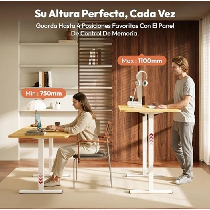 SANODESK Höhenverstellbarer Schreibtisch 120x60 cm Schreibtisch Höhenverstellbar Elektrisch Ergonomischer Steh-Sitz Tisch Computertisch für Heimbüro Homeoffice(ahorn) – Bild 4