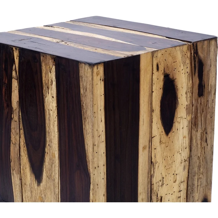 Beistelltisch aus Echtholz Holzhocker Natur Treibholz eckig Holzblock – Bild 3