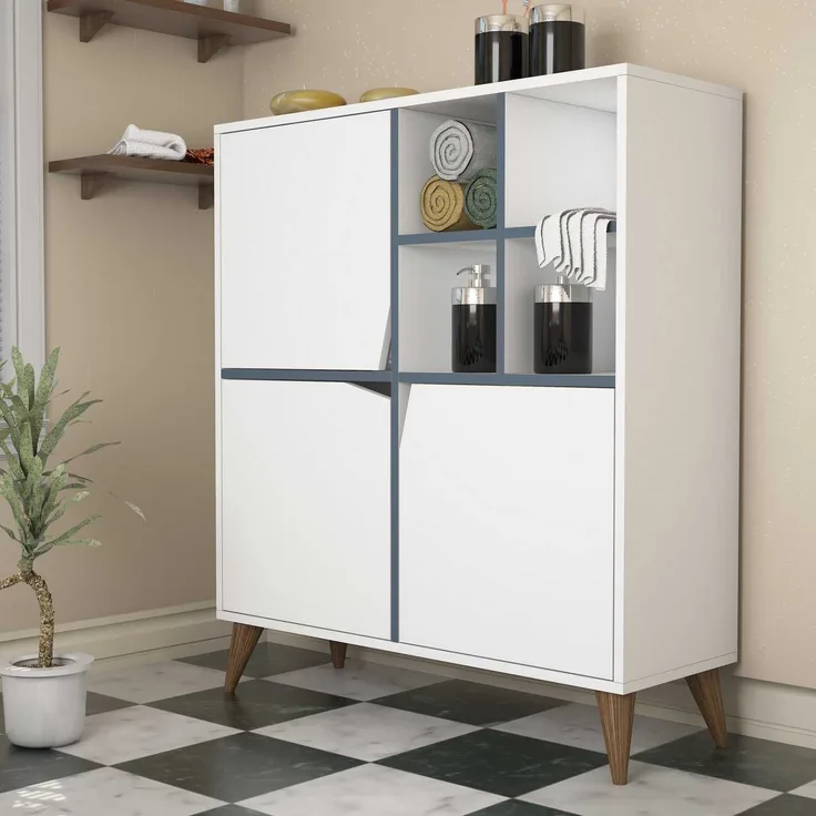 Skye Decor 'Pulse - White, Blue' Mehrzweckschrank, Weiß / Blau, 100 x 115 x 30 cm