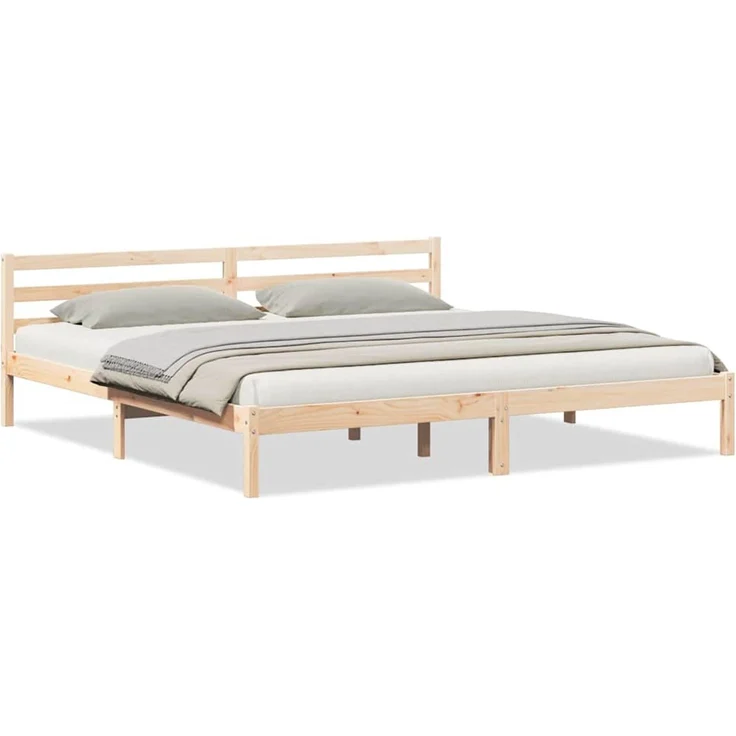 vidaXL Bettrahmen Braun 215,5 x 185,5 x 69,5 cm Massivholz Kiefer 869770 – Bild 3