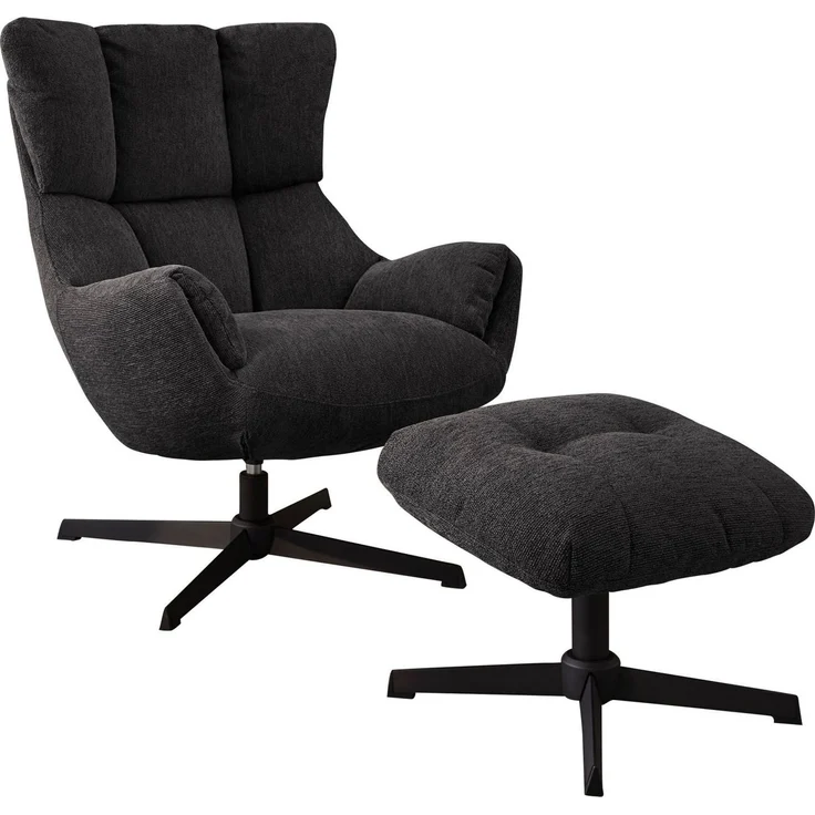 Jockenhöfer Gruppe Relaxsessel Melania, B: 73 cm, Sitzhöhe: 45 cm, Set: mit Hocker, 360° Drehfunktion, kuscheliger Webstoff – Bild 5