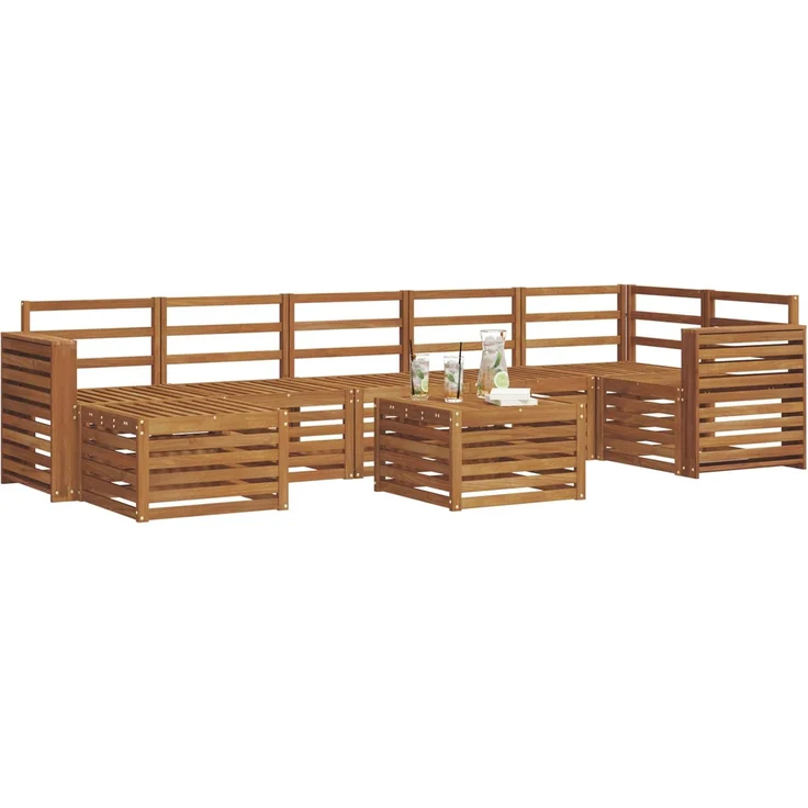 vidaXL Outdoor-Sofagarnitur 8 stk. 8-Sitzer Natur Massivholz Akazie 3375214 – Bild 3