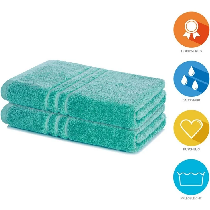 Lavea 2er Set Duschtuch 70x140 cm, Frottierserie Elena, Türkis – Bild 2