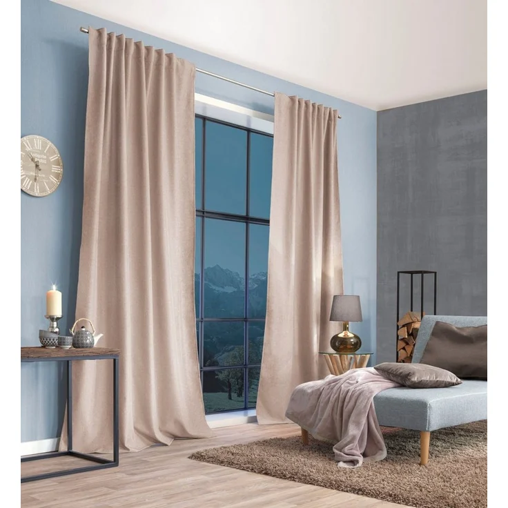 HOME WOHNIDEEN Gardine PELLU (1 St), Multifunktionsband, blickdicht, Chenille, THERMOCHENILLE, UNI – Bild 1