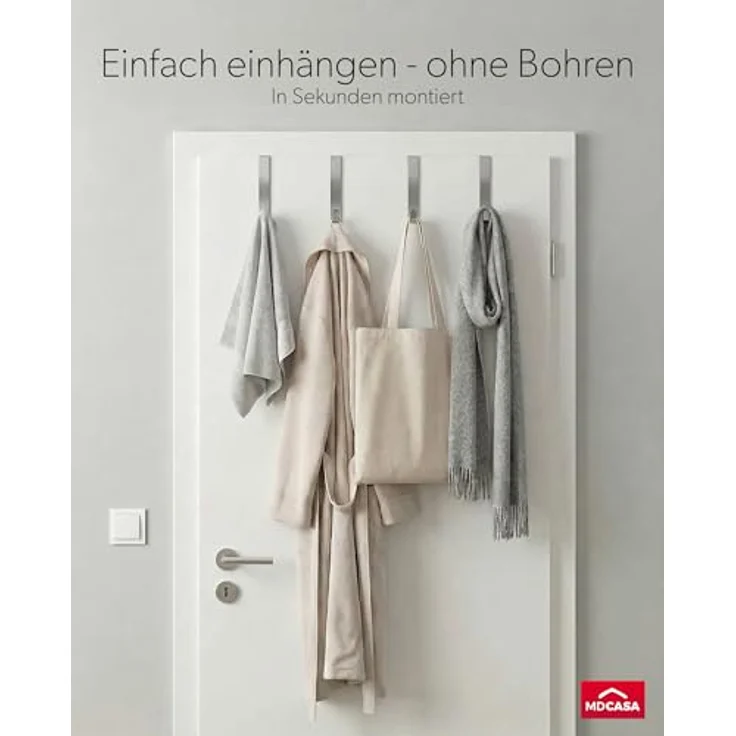MDCASA Türhaken Türhaken bis 1,5 cm Türfalz, Innentüren mit Falz, Zimmertüren, (Set, 4 Stück), speziell für die Tür Außenseite – Bild 3