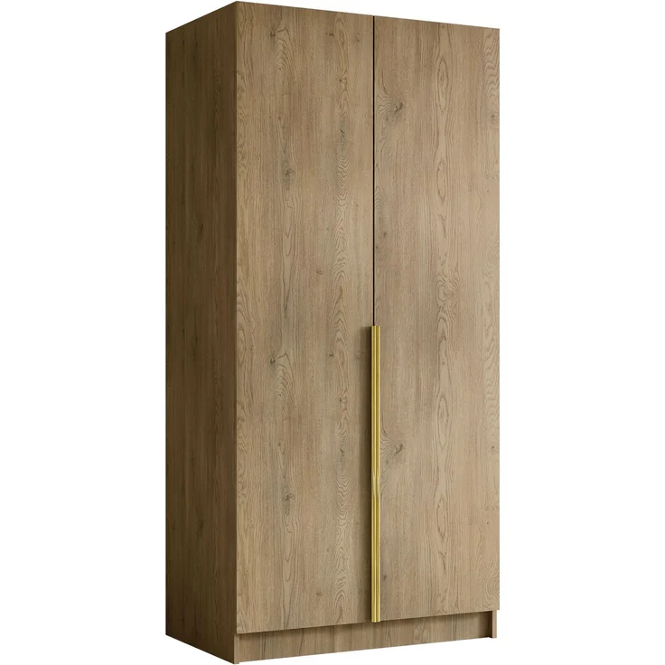Drehtürenschrank Borton I, Kleiderschrank mit 2 Türen (Farbe: Eiche Cremona / Eiche Cremona + Gold) – Bild 1