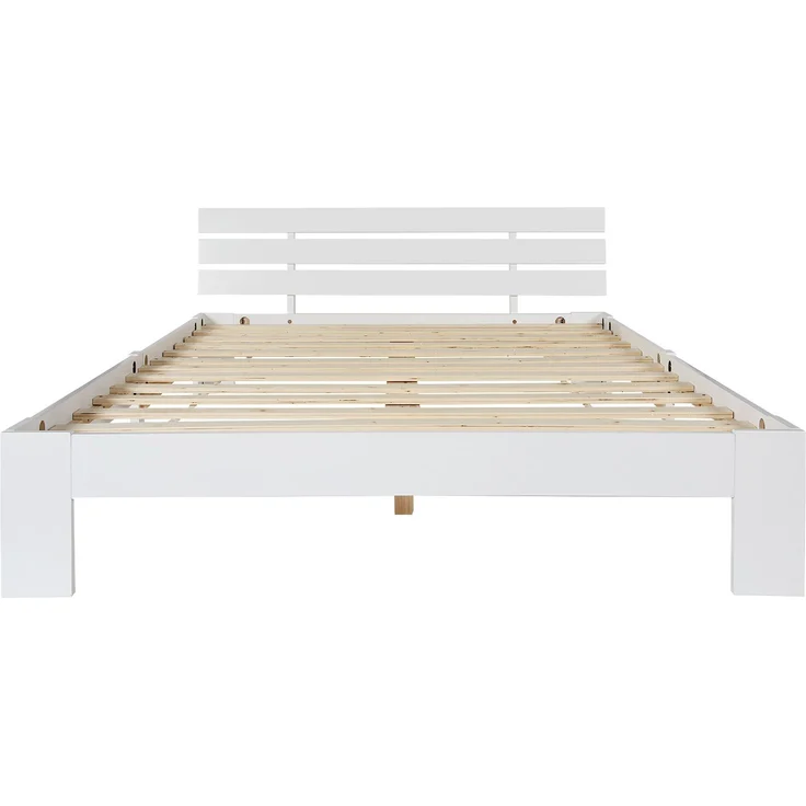 Holzbett Massivholz mit Lattenrost, 140x200 cm, Weiß, ohne Matratze – Bild 10