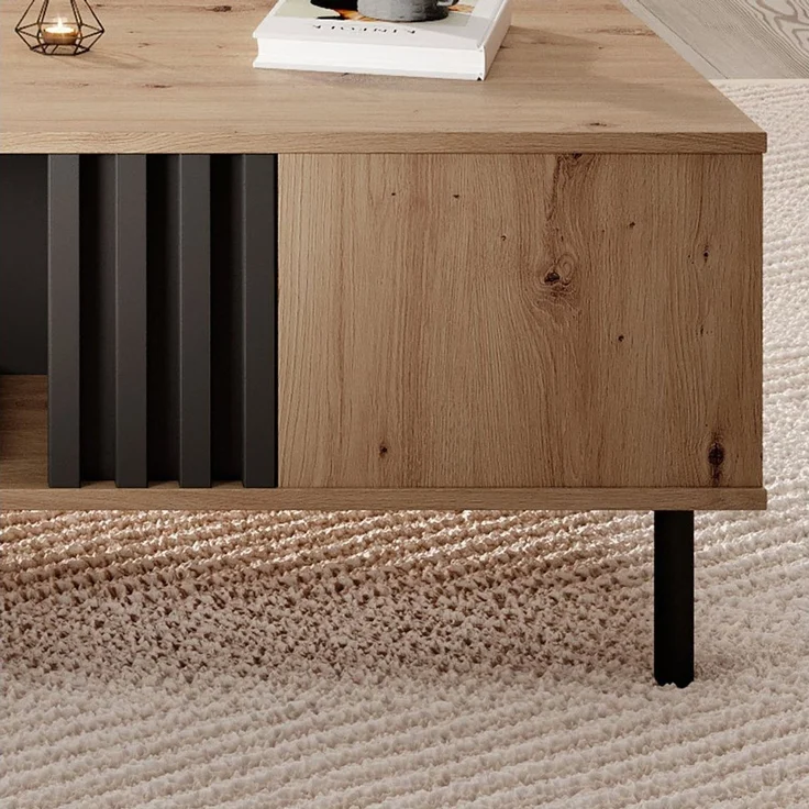 Lomadox Wohnzimmer-Set MATTAWA-167, (Mega-Spar-Set, 2-St, Couchtisch Lowboard), Wohnwand, Eiche Dekor mit Couchtisch und Beleuchtung – Bild 2