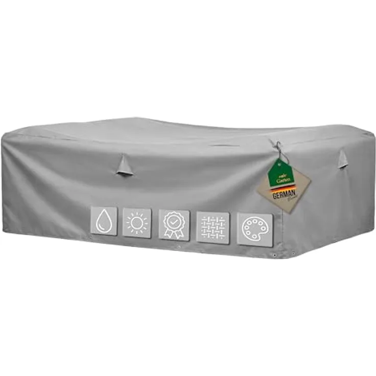 Mehr Garten Lounge Abdeckung rechteckig, 270x270x80 cm, grau, Oxford 600D Gewebe, wasserdicht, UV-beständig und frostfest