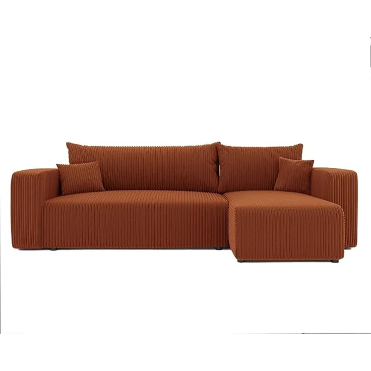 3-Sitzer-Ecksofa mit Schlaffunktion, Stauraum & beidseitig montierbarer Récamiere, Terrakotta-Farbe, 200 x 125 cm – Bild 1