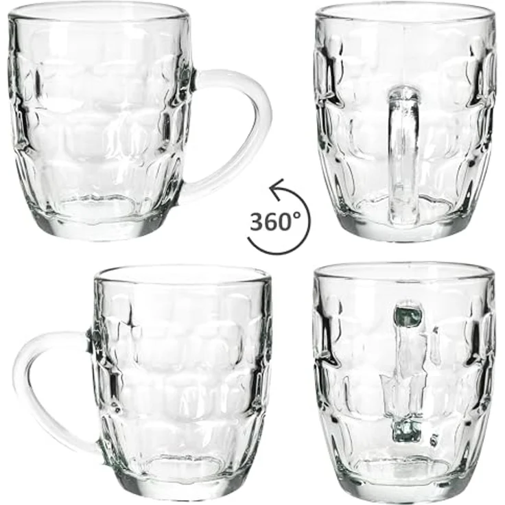 MamboCat Bierglas MamboCat 6er Set Dijon Bierkrug Glas mit Henkel & Relief 0,2L Party, Glas – Bild 4