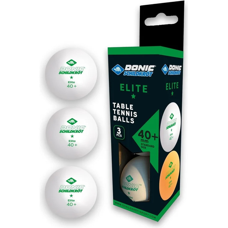 Tischtennisball 1-Stern Elite, Poly 40+ Qualität, 3 Stk. im Karton, Weiß – Bild 1