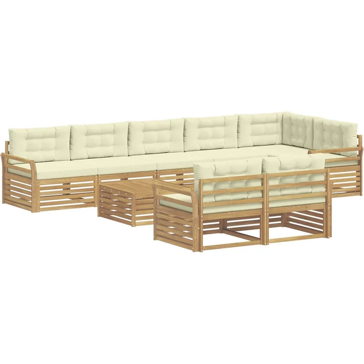 vidaXL Outdoor-Sofagarnitur 9 stk. 8-Sitzer Weiß und Creme Polyester 3390725 – Bild 2